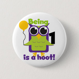 Hoot Owl 1st Birthday T-shirts and Gifts 6 Cm Round Badge