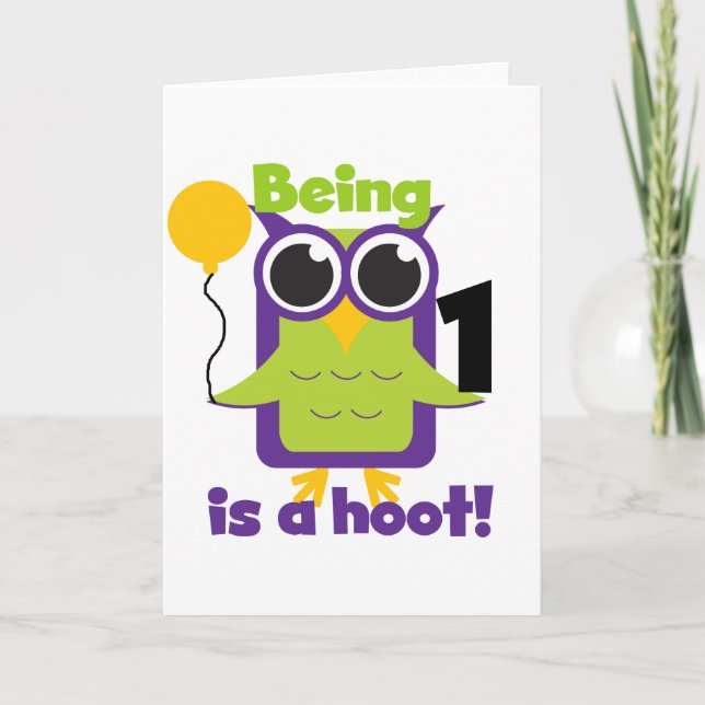 Hoot Owl 1st Birthday T-shirts and Gifts Card (Front)