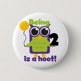 Hoot Owl 2nd Birthday T shirts and Gifts 6 Cm Round Badge