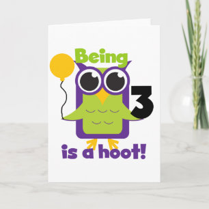 Hoot Owl 3rd Birthday T-shirts and Gifts Card