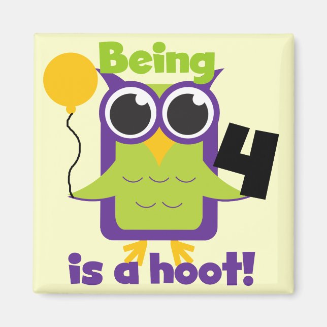 Hoot Owl 4th Birthday T-shirts and Gifts Magnet (Front)