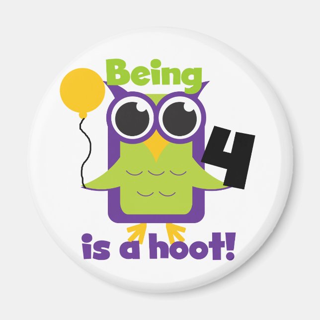 Hoot Owl 4th Birthday T-shirts and Gifts Magnet (Front)