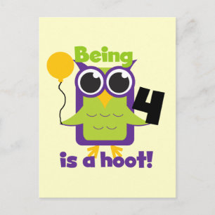 Hoot Owl 4th Birthday T-shirts and Gifts Postcard