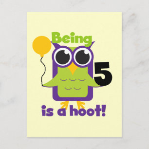 Hoot Owl 5th Birthday T-shirts and Gifts Postcard