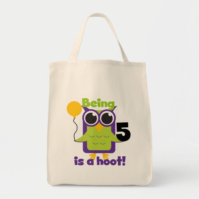 Hoot Owl 5th Birthday T-shirts and Gifts Tote Bag (Front)
