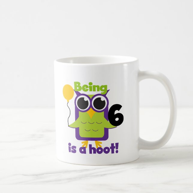 Hoot Owl 6th Birthday T-shirts and Gifts Coffee Mug (Right)