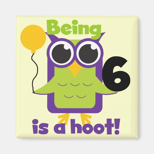 Hoot Owl 6th Birthday T-shirts and Gifts Magnet (Front)