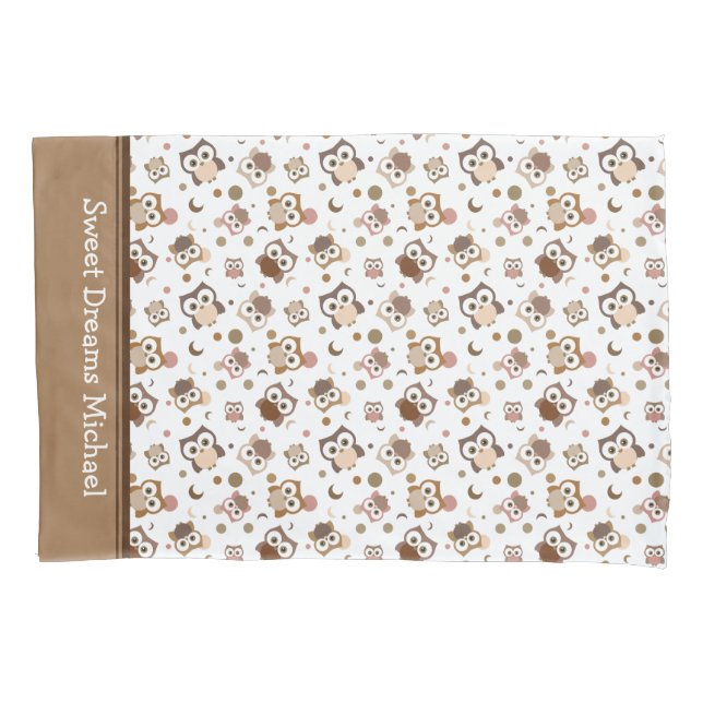Hoot Owl Adorable Large-Eyed Pillowcase (Front)