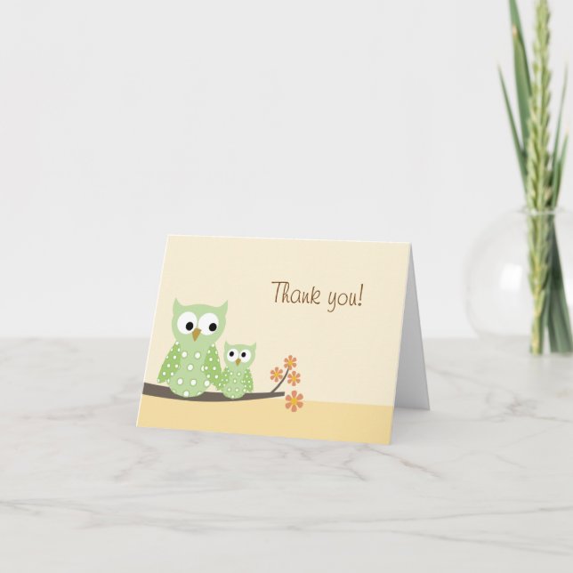 Hoot Owl Folded Thank you note card (Front)