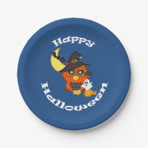 Hoot Owl Halloween Paper Plate
