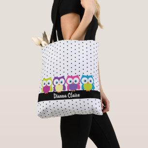 Hoot Owl Polka Dot Design Pattern Tote Bag