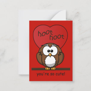 Hoot Owl Valentine Red Heart Kids Pack Card