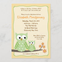 HOOT OWLS Green Neutral Baby Shower 5x7