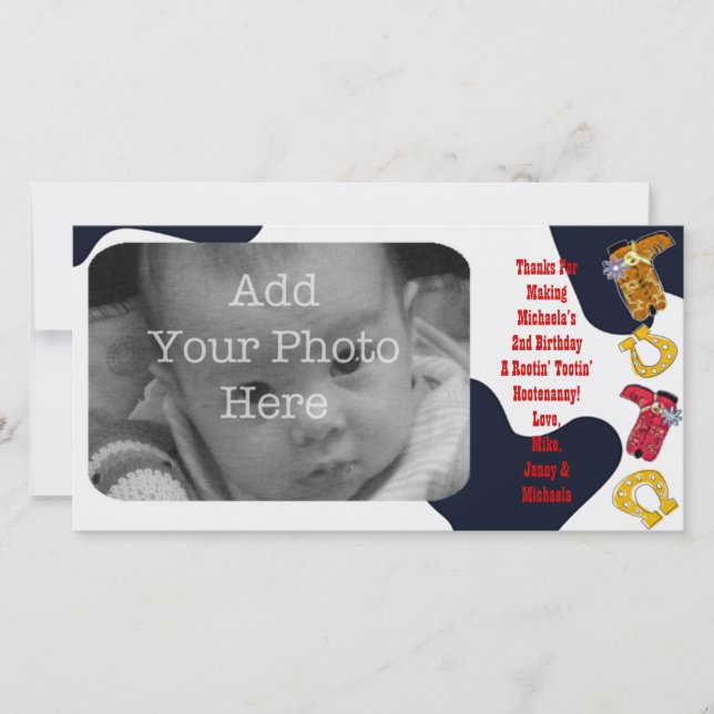 Hootenanny Hoedown Cowboy Themed Thank You - Card (Front)