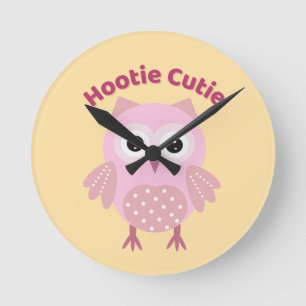 Hootie Cutie Pink Owl Wall Clock