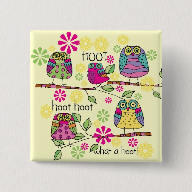 Hootie Owl 15 Cm Square Badge (Front)