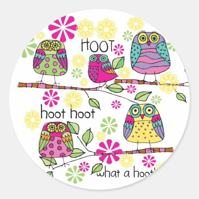 Hootie Owl Classic Round Sticker (Front)