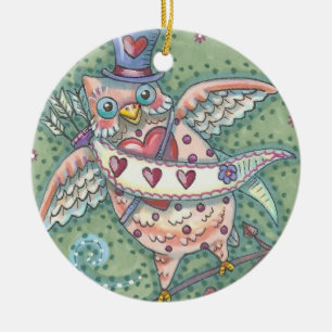 HOOTS N' HEARTS OWL VALENTINE ORNAMENT Round