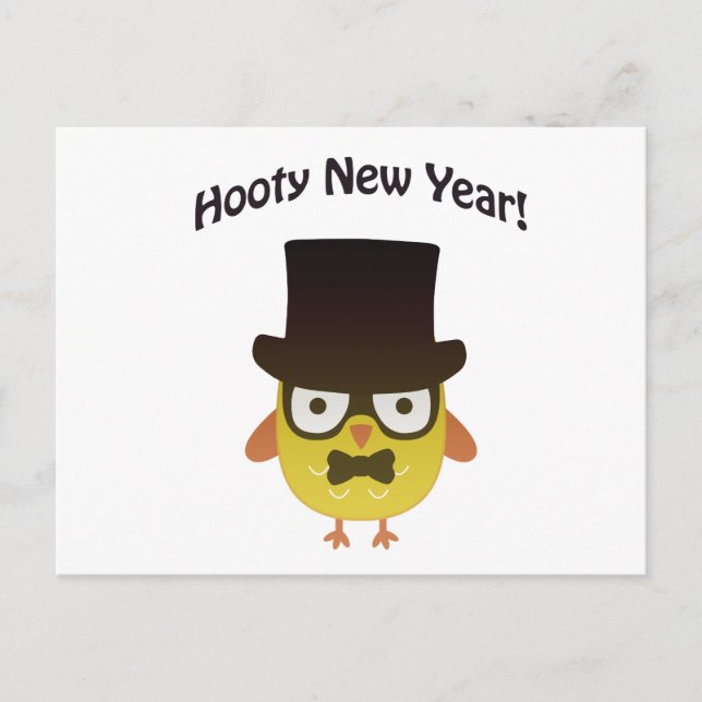 Hooty New year! Hipster owl Holiday Postcard (Front)