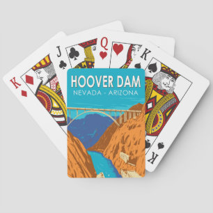Hoover Dam Arizona Nevada Illustration Travel Art Playing Cards
