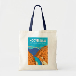 Hoover Dam Arizona Nevada Illustration Travel Art Tote Bag