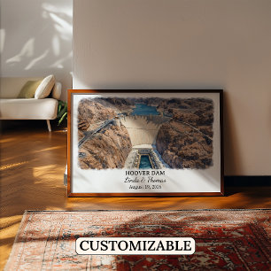 Hoover Dam Arizona Poster, Watercolor, Custom Poster