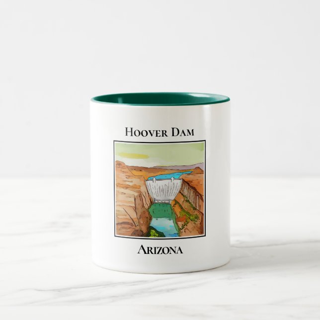 Hoover Dam in Arizona Two-Tone Coffee Mug (Center)
