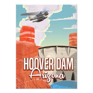 Hoover Dam Nevada Arizona Vintage cartoon Photo Print