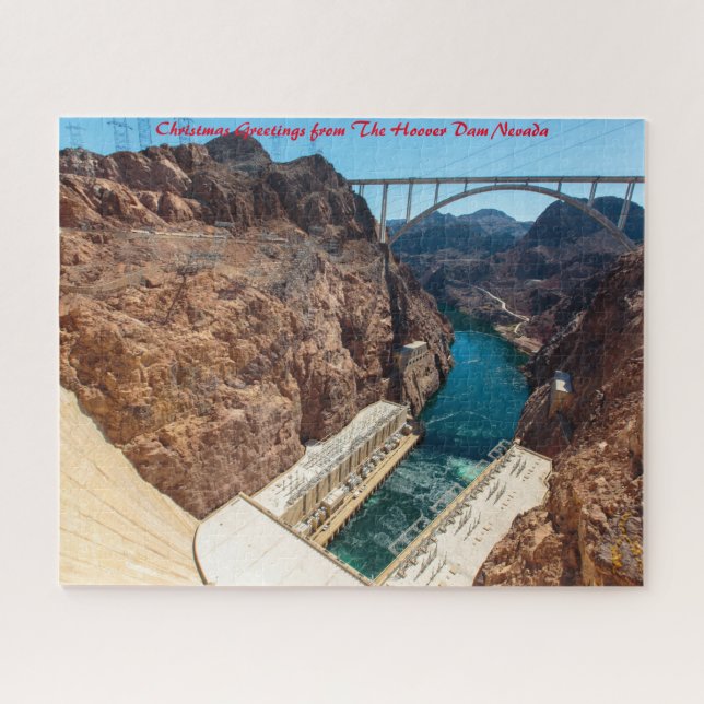 Hoover Dam Nevada.Christmas Greetings Jigsaw Puzzle (Horizontal)