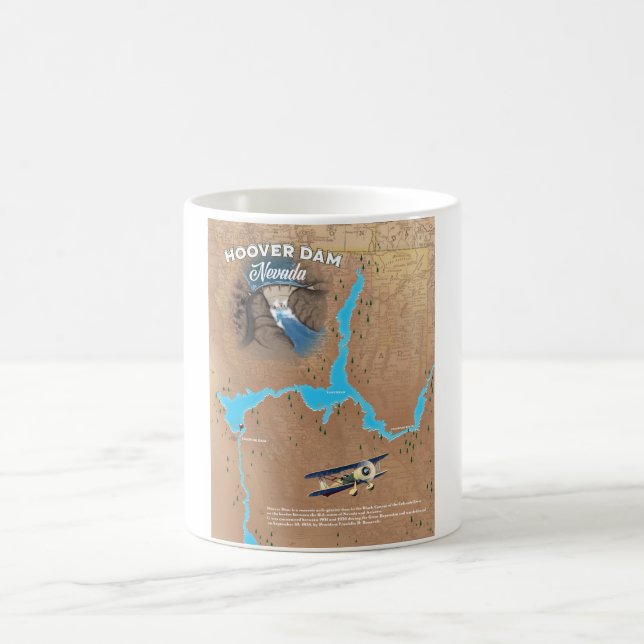 Hoover Dam Nevada map Coffee Mug (Center)