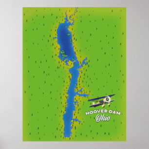 Hoover Dam Ohio Cartographic Map Poster