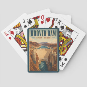Hoover Dam Power Plant Illustration Travel Art Playing Cards