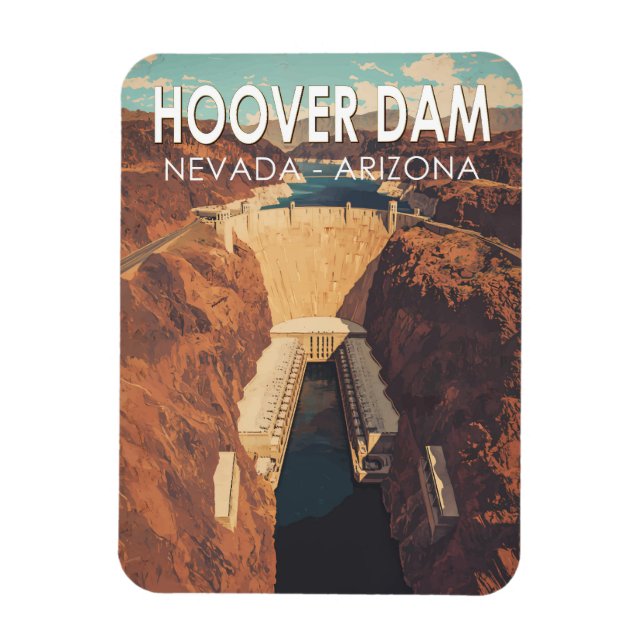 Hoover Dam Travel Art Vintage Magnet (Vertical)