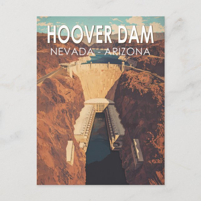 Hoover Dam Travel Art Vintage Postcard (Front)