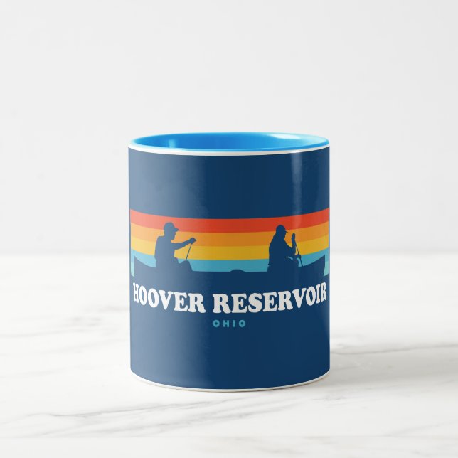 Hoover Reservoir Ohio Canoe Two-Tone Coffee Mug (Center)