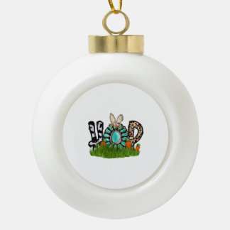Hop Easter Ceramic Ball Christmas Ornament