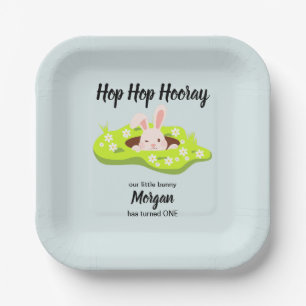 Hop Hop Hooray Some Bunny Rabbit Hole 1st Birthday Paper Plate