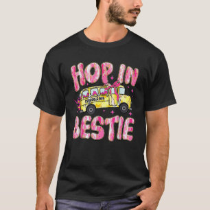 Hop in Bestie Funny Struggle Bus Pink Coquette Bow T-Shirt