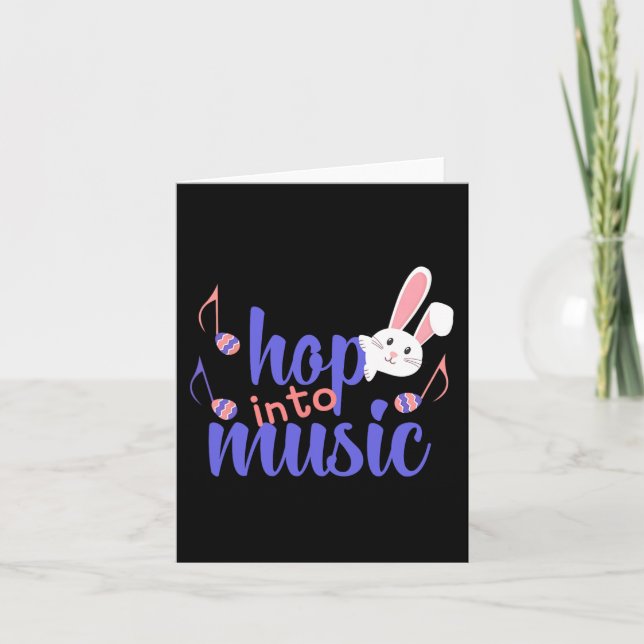 Hop In Music Bunny Egg Musician Easter Women Kids  Card (Front)