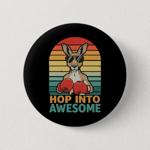 Hop Into Awesome Boxing Retro Shades Punch Attack 6 Cm Round Badge