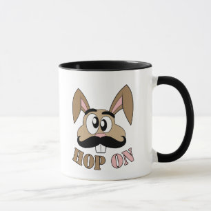 Hop On Moustache Rabbit Mug