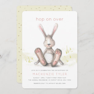 Hop on Over Bunny Rabbit Birthday Invitation