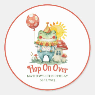 Hop On Over Clown Frog Cute Cottagecore Birthday Classic Round Sticker