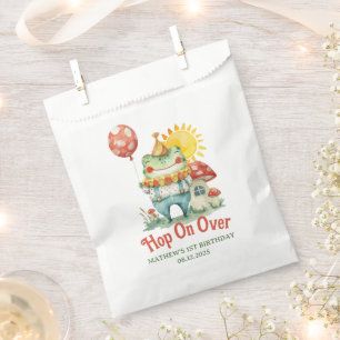 Hop On Over Cute Clown Frog Watercolor Birthday Favour Bag