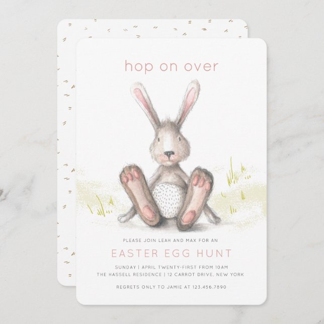 Hop on Over Easter Brunch Egg Hunt Invitation (Front/Back)