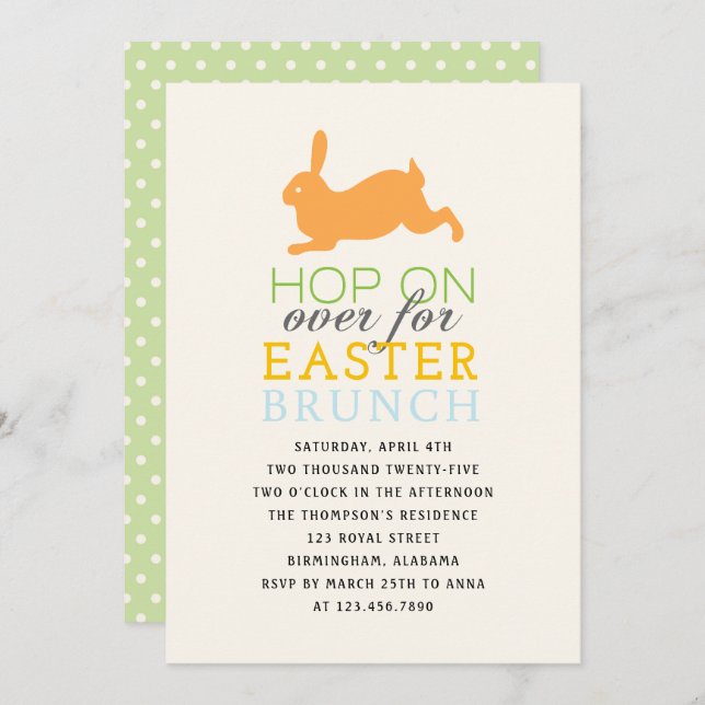 Hop on over Easter Brunch  Invitation (Front/Back)