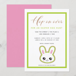 Hop On Over Easter Egg Hunt Bunny Personalised Invitation