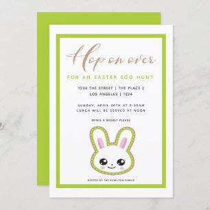 Hop On Over Easter Egg Hunt Bunny Personalised Invitation