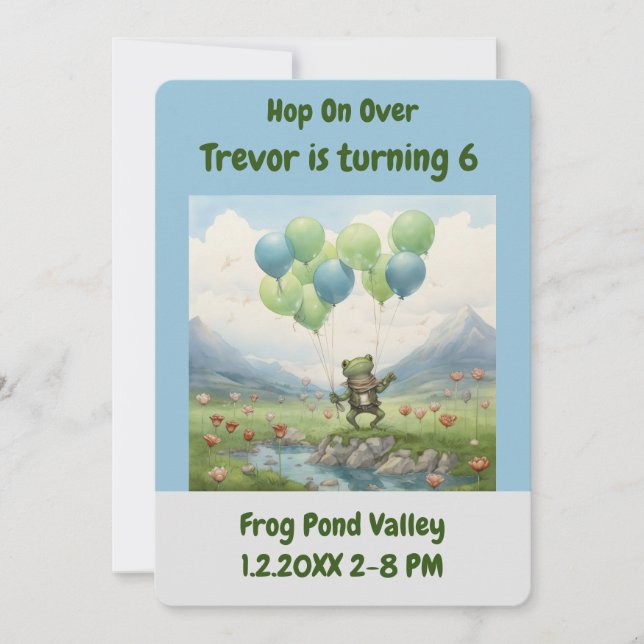 Hop on Over Frog Birthday Party Invitation (Front)