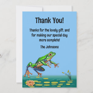 Hop On Over Frog Birthday Thank You Card